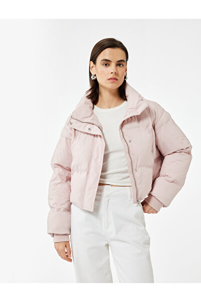 Koton Mock Neck Long Sleeve Water Repellent Crop Puffer Coat