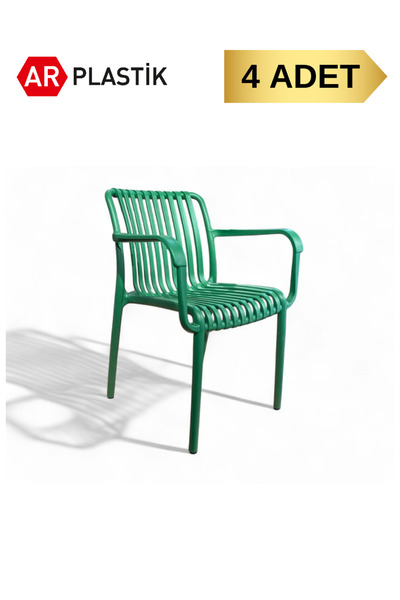 AR PLASTİK Neron Sandalye 4 Adet, Bahçe Sandalyesi, Balkon Sandalyesi