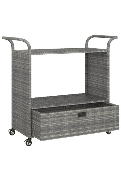 vidaxl Bar Cart with Drawer Grey 100x45x97 cm Poly Rattan