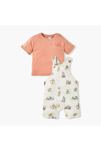 Disney Winnie the Pooh Print Dungaree and T-shirt Set