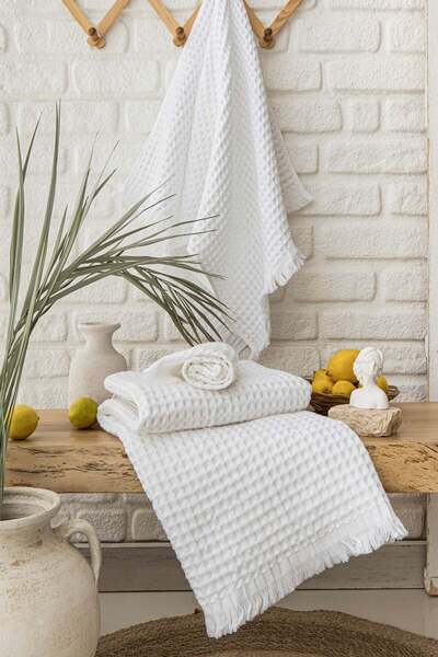 Çulha BRAIN BEYAZ, 100% ΒΑΜΒΑΚΙ, ΣΕΤ ΠΕΤΣΕΤΩΝ 3 ΤΕΜΑΧΙΩΝ