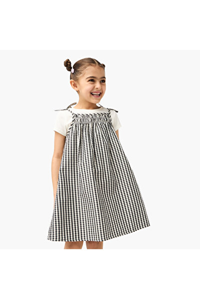 Lee Cooper Checked Pinafore and T-shirt Set