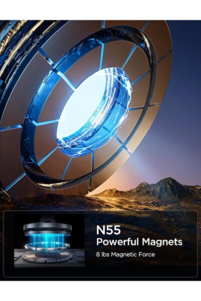 Joyroom MagSafe Car Smartphone Holder — 360° Rotating, N55 Strong Magnet, Foldable (Silver)