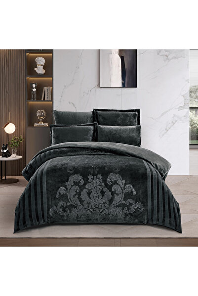 unique home collection طقم لحاف مخملي منقوش