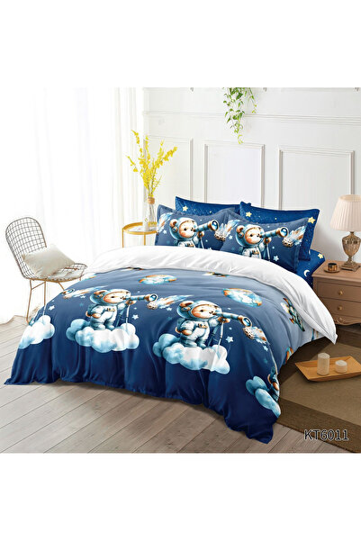 FIONNA.RO Finet Bed Linen 6 Pieces With Elastic Animated Print - Astronaut Explorer Bear