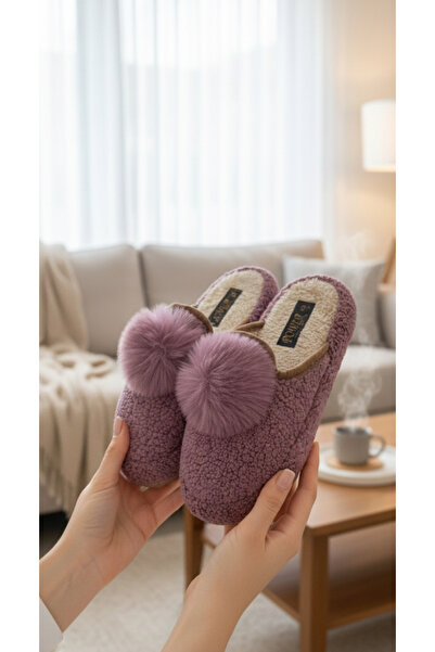 Hızlı Al Pompon Towel Women's Winter Slippers.Towel Winter.
