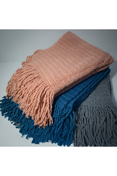 KARLEEN Decor Textured Acrylic Throw with Tassel - 127x152 cm