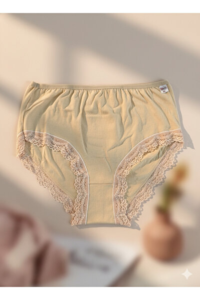 İntimate Women's High Waist Bato XL Size Lace Detailed Cotton Stretchy Bikini Type 6-Piece Panties