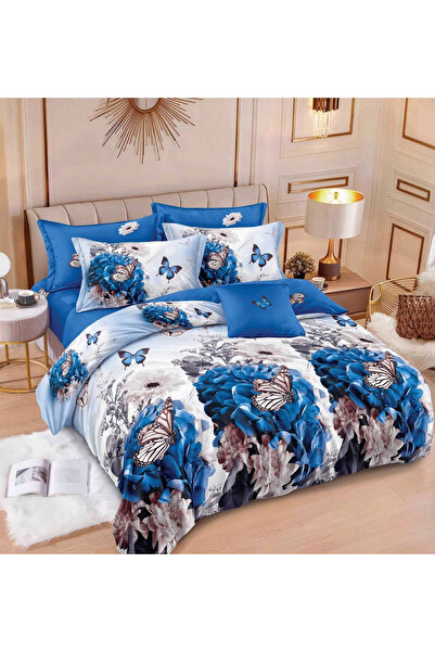 Pucioasa Double bed linen (fitted sheet), reversible design, 6-piece set in t...