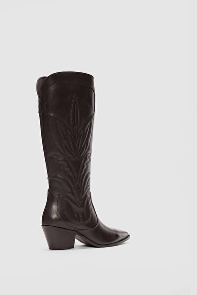 selin shoes Arlina Pointed Toe Embroidered Women's Boots - Brown