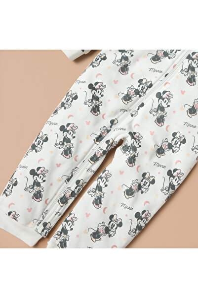Disney Minnie Mouse Print Sleepsuit with Ruffle Detail and Zip Closure