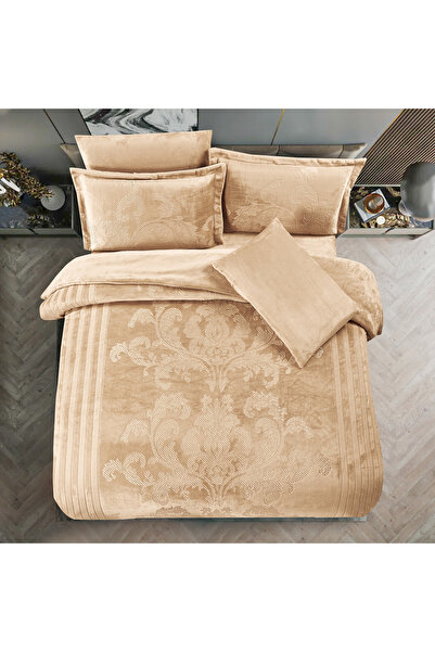 unique home collection طقم لحاف مخملي منقوش مقاس كينج