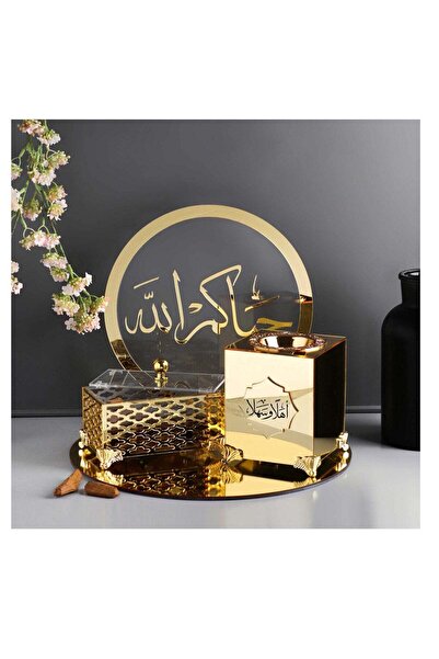 Story of candle مبخرة مع صندوق بخور واستاند مع صينية تحملها ,بعبارة "أهلا وسه...