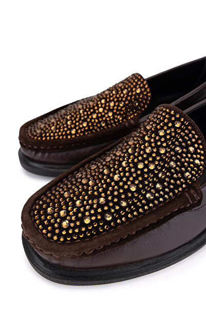 Tamer Tanca Kadın Hakiki Deri Kahverengi Loafer Ayakkabı