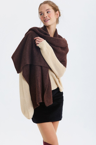 Clandestino Μονόχρωμο Μεγάλο Μαλακό Κασκόλ Καφέ