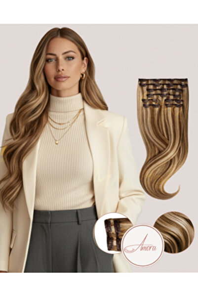 Amora Extensii de păr cu clipsuri Balayage cu culoarea ciocolatei cu lapte - 55cm