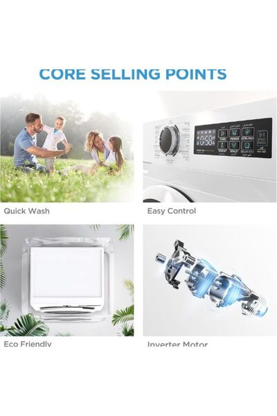 Midea 8KG Front Load Washing Machine BLDC Inverter Motor|1400 RPM | 15 Programs | Water Cube Drum