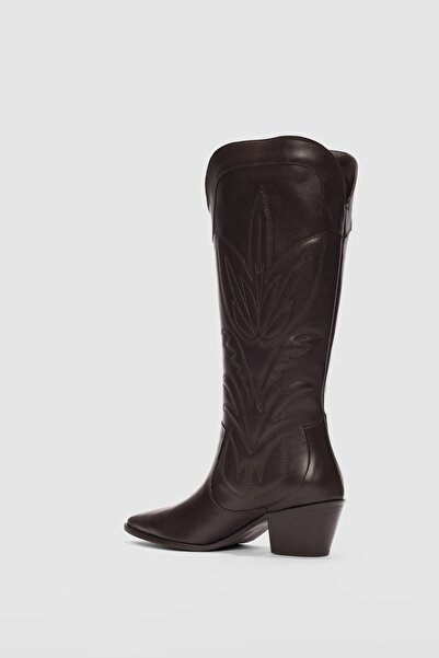 selin shoes Arlina Pointed Toe Embroidered Women's Boots - Brown