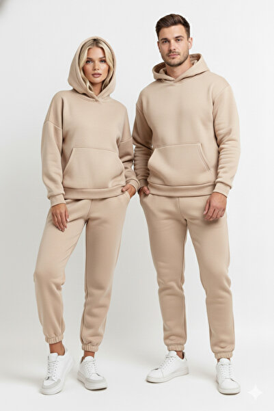 KVİNS Set de trening unisex cu glugă, combinație pentru cupluri, hanorac cu g...