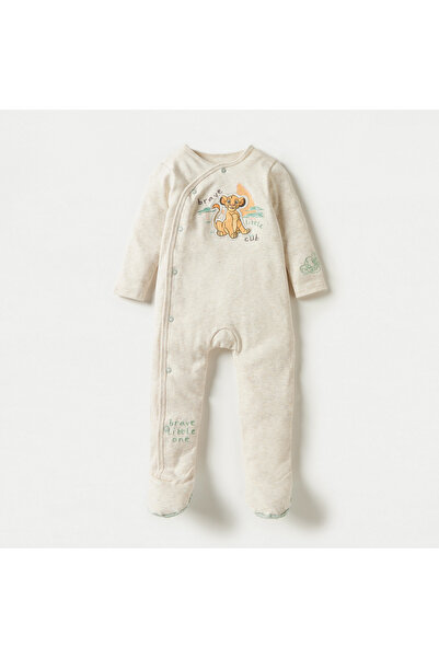 Disney Simba Applique Sleepsuit with Long Sleeves and Snap Button Closure