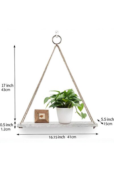 Generic مجموعة من 3 أرفف خشبية معلقة على الحائط بتصميم بوهو ريفي عائم