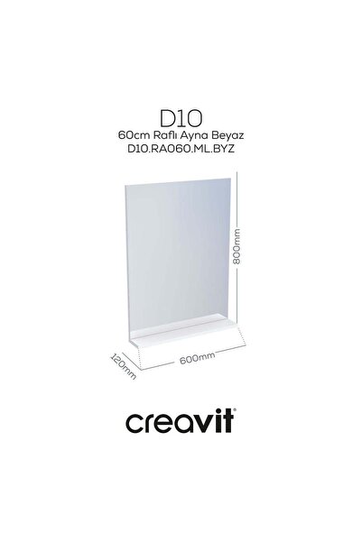 Creavit D10 60 cm Melamin Raflı Ayna Beyaz