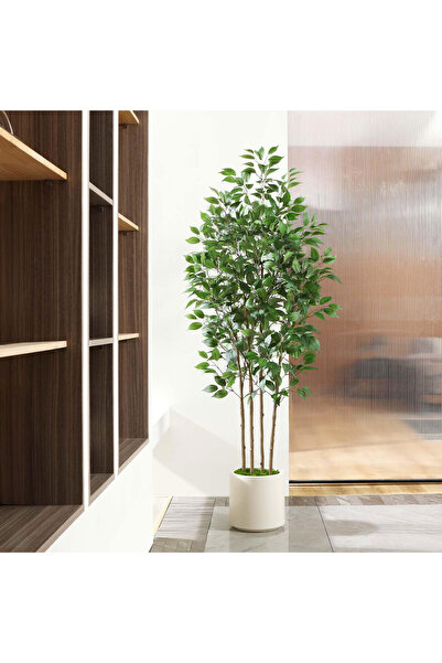 ZVEZVIA 150-180cm Ficus Artificial Tree – Natural Trunk & Lifelike Leaves. Chic Ramadan home/office decor.