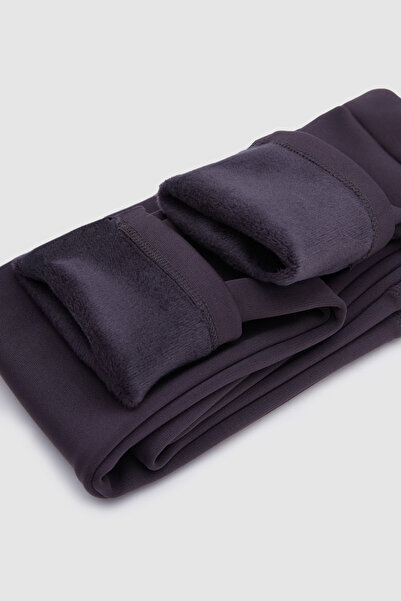 LOVETTI Anthracite Girls' Extra Thick Winter Tights with Plush Side Panels and Furry Inside