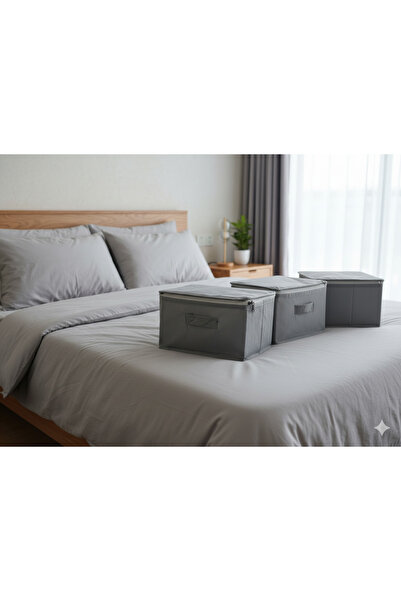 YELLOW STARY HOME DECOR 3'lü Gri Çorap Hurcu | Çok Amaçlı Dolap Içi ve Çekmece Içi Düzenleyici 29x24x17 cm