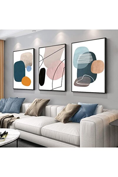 ALAYRA International لوحة فنية تجريدية ألوان متباينة (40×60 سم) - مجموعة من 3...