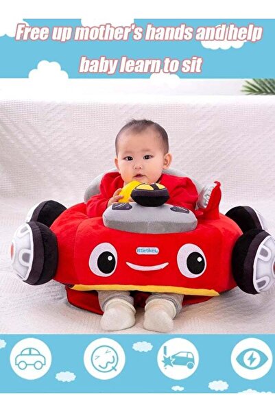 Generic Cartoon Car Styling Plush Baby Sitting Training Sofa with Non-Slip Bottom, Gift for Kids Red