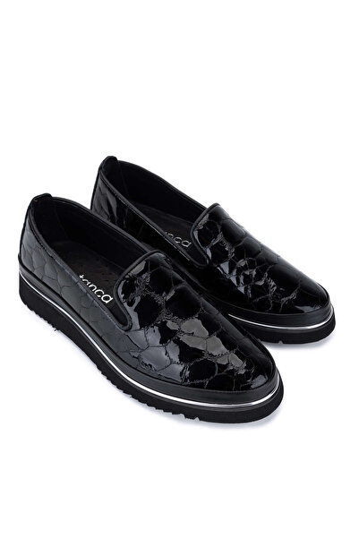 Tamer Tanca Kadın Hakiki Deri Siyah Comfort Ayakkabı