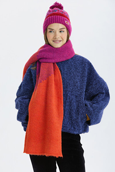 Clandestino Color Block Large Scarf Pink - Orange