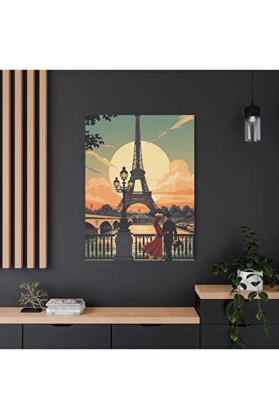 hollywest Vintage Paris Eyfel Kulesi Kanvas Tablo | Aşıklar Şehri, Retro Seyahat Tablo, Salon Tablo