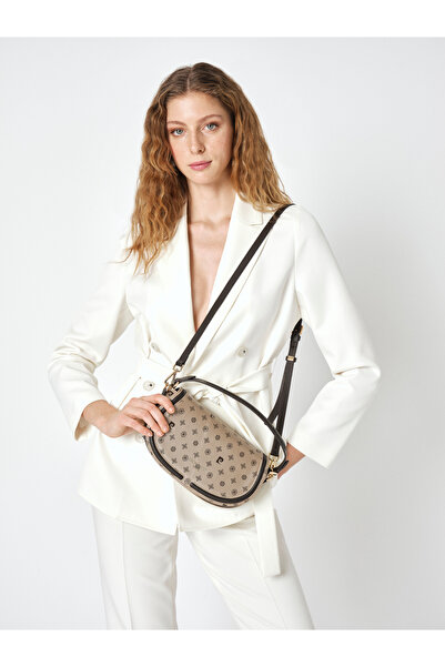 Pierre Cardin Geantă de umăr cu monogramă pentru femei, cu curea detașabilă aurie și închidere magnetică 05PC25Y10301