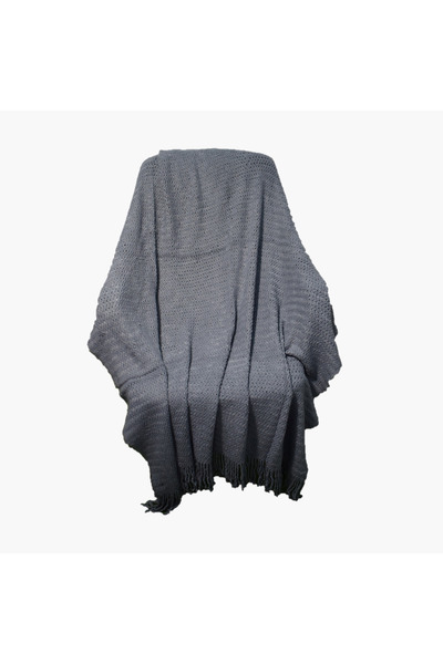 KARLEEN Decor Textured Acrylic Throw with Tassel - 127x152 cm