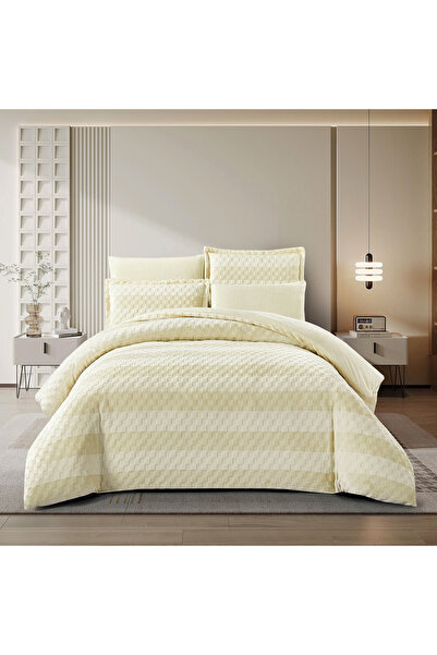 unique home collection طقم لحاف فاخر من الفلانيل المنقوش مقاس كينج