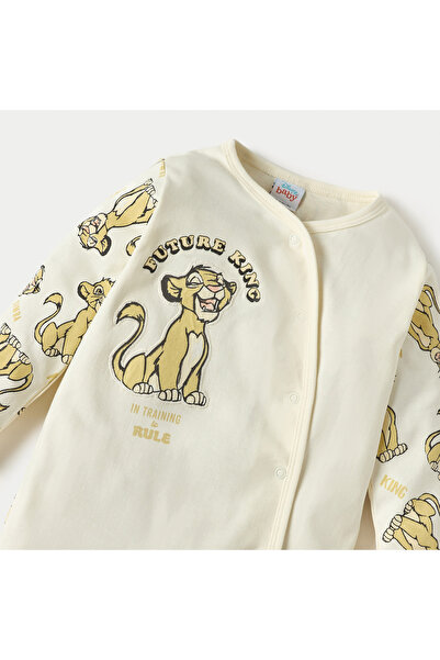 Disney Lion King Print Sleepsuit with Long Sleeves and Button Closure