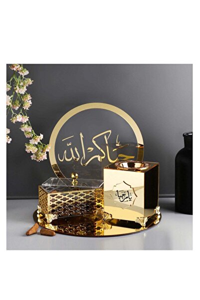 Story of candle مبخرة مع صندوق بخور واستاند مع صينية تحملها ,بعبارة "يا مرحبا...