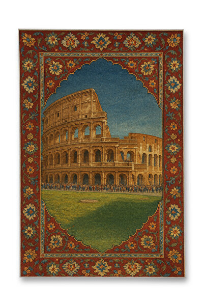 Rugs Modern Halı سجادة موسو روما كولوسيوم ذات نمط عتيق وقاعدة منسوجة، سجادة زخرفية عتيقة طراز موسو1530