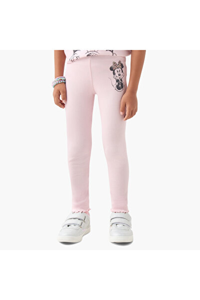 Disney Minnie Mouse Print Ribbed Leggings