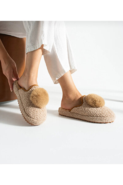 Hızlı Al Pompon Towel Women's Winter Slippers.Towel Winter.