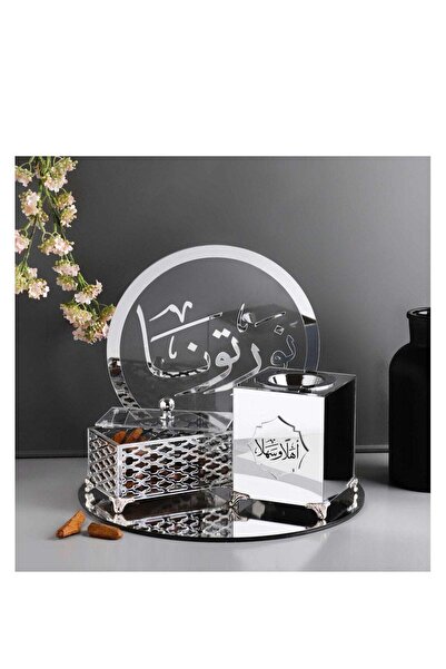 Story of candle مبخرة مع صندوق بخور واستاند مع صينية تحملها ,بعبارة "أهلاً وس...