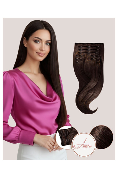 Amora Extensii noi cu clipsuri Dark Mocha -Amora - 55cm