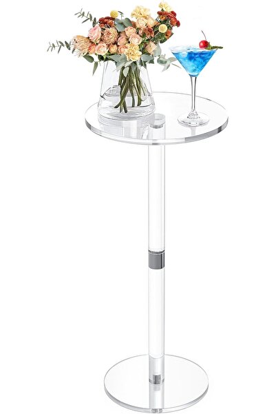 Slasa Round Clear Acrylic End Table (54x25 cm) Modern Small Space Side Table