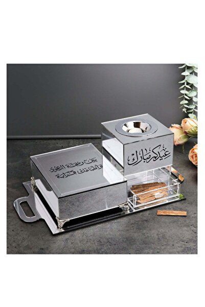 Story of candle مبخرة مع صندوق لحفظ البخور وللتخزين وصينية تحملهما ,المبخرة ب...