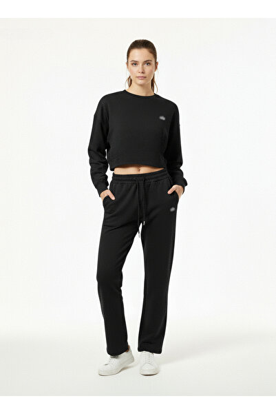 HepsitrentStore Crew Neck Crop Model Sweatshirt Tracksuit Bottom Top Set