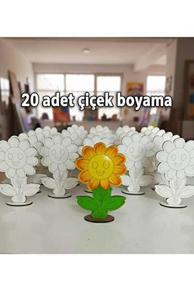 TOTTERİQ Çicek 20'li çiçek ahşap oyuncak aktivite karne hediyesi yaz okulu kr...