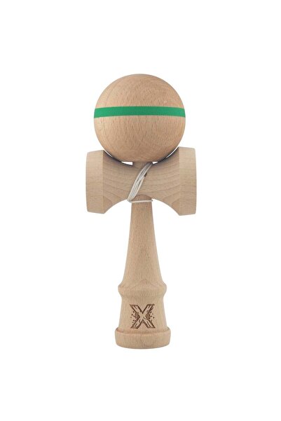 Kendama X OriginalÄƒ, ProfesionalÄƒ, din Lemn,18 cm, Model cu Dunga Verde
