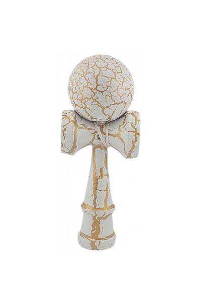 Kendama X Originala, Profesionala, Kendama Cracked, din Lemn â€“ 18 cm, Alb/G...